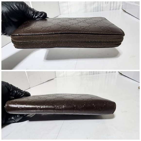 Authentic Gucci Signature Continental Zip Around Leather Wallet Chocolate Brown - Picture 6 of 13